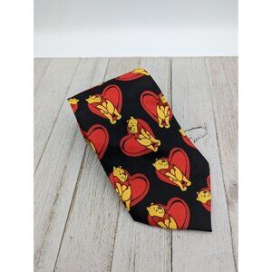 Vintage Disney Pooh Black Red Character Necktie 56" Valentine